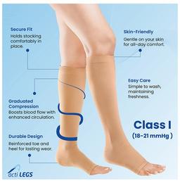 actiLEGS Class I Medical Compression Stocking Open Toe Skin Colour XXL Knee Length