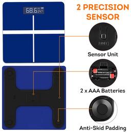 beatXP Thick Tempered Glass Electronic LCD Personal Health Body Fitness Digital Scales Blue