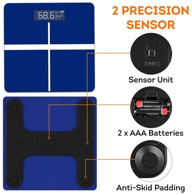 beatXP Thick Tempered Glass Electronic LCD Personal Health Body Fitness Digital Scales Blue