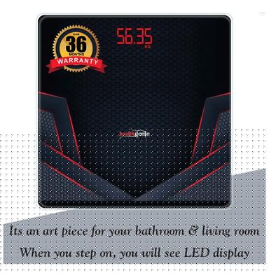 Healthgenie Digital Weight Machine with Magic Hidden LED Display Multicolor Sporty Red