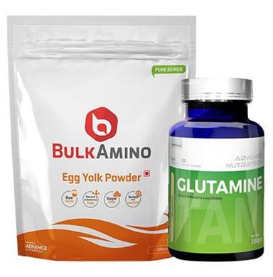 Advance Nutratech Combo of BulkAmino Egg Yolk Powder Unflavored 300gm and Glutamine Supplement Powder Unflavored 100gm