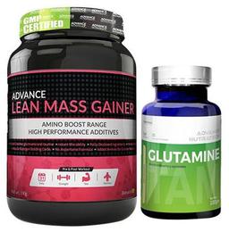 Advance Nutratech Combo of Lean Mass Gainer Banana and Glutamine Supplement Powder Unflavored 100gm