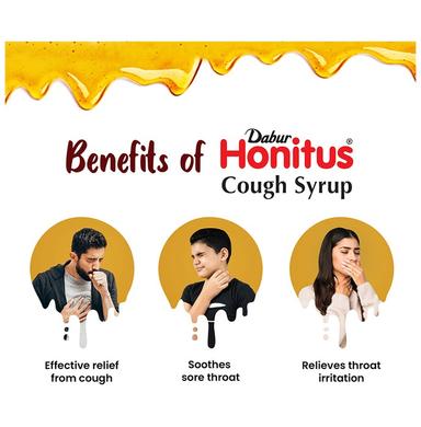 Dabur Honitus Honey-Based Ayurvedic Cough Syrup | Fast Relief from Cough, Cold & Sore Throat | Non-Drowsy