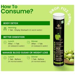 Auric Apple Cider Vinegar Effervescent Tablet with Vitamins B6, B12 (20 Each)