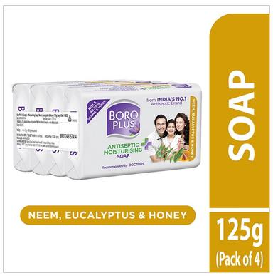 Boroplus Antiseptic + Moisturising Soap 125gm Each (Buy 3 Get 1 Free) Neem, Eucalyptus & Honey