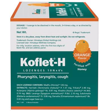 Himalaya Koflet H Cough Lozenges|Relieves Cough& Sore Throat I Orange