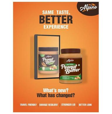 Alpino Natural Smooth Unsweetened Peanut Butter (1kg Each)