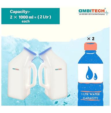 Ambitech Portable and Safe Medical Grade Plastic Urine Pot with Cap (1000ml Each)