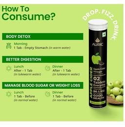 Auric Apple Cider Vinegar Effervescent Tablet with Vitamins B6, B12 (20 Each)